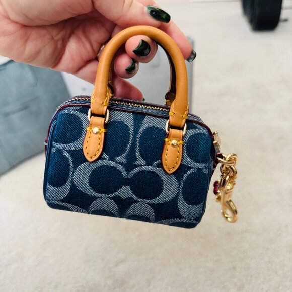 Coach Mini Denim Rowan bag charm, NWT and never used - Picture 2 of 5